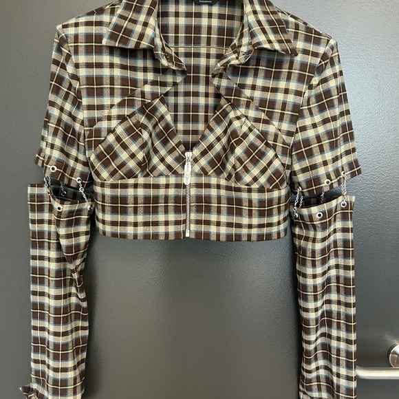 Liny Liberty deconstructed plaid crop jacket size L in mint condition - Picture 9 of 12